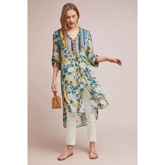 Anthropologie NWT Blank London Lucia Tunic Top in Blue Motif size Large - Picture 11 of 11